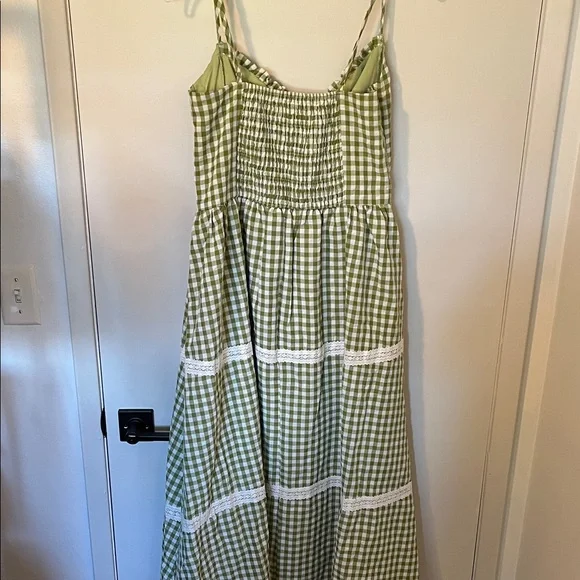 Cider Light Green and White Gingham Midi Dress NWT - Picture 8 of 13